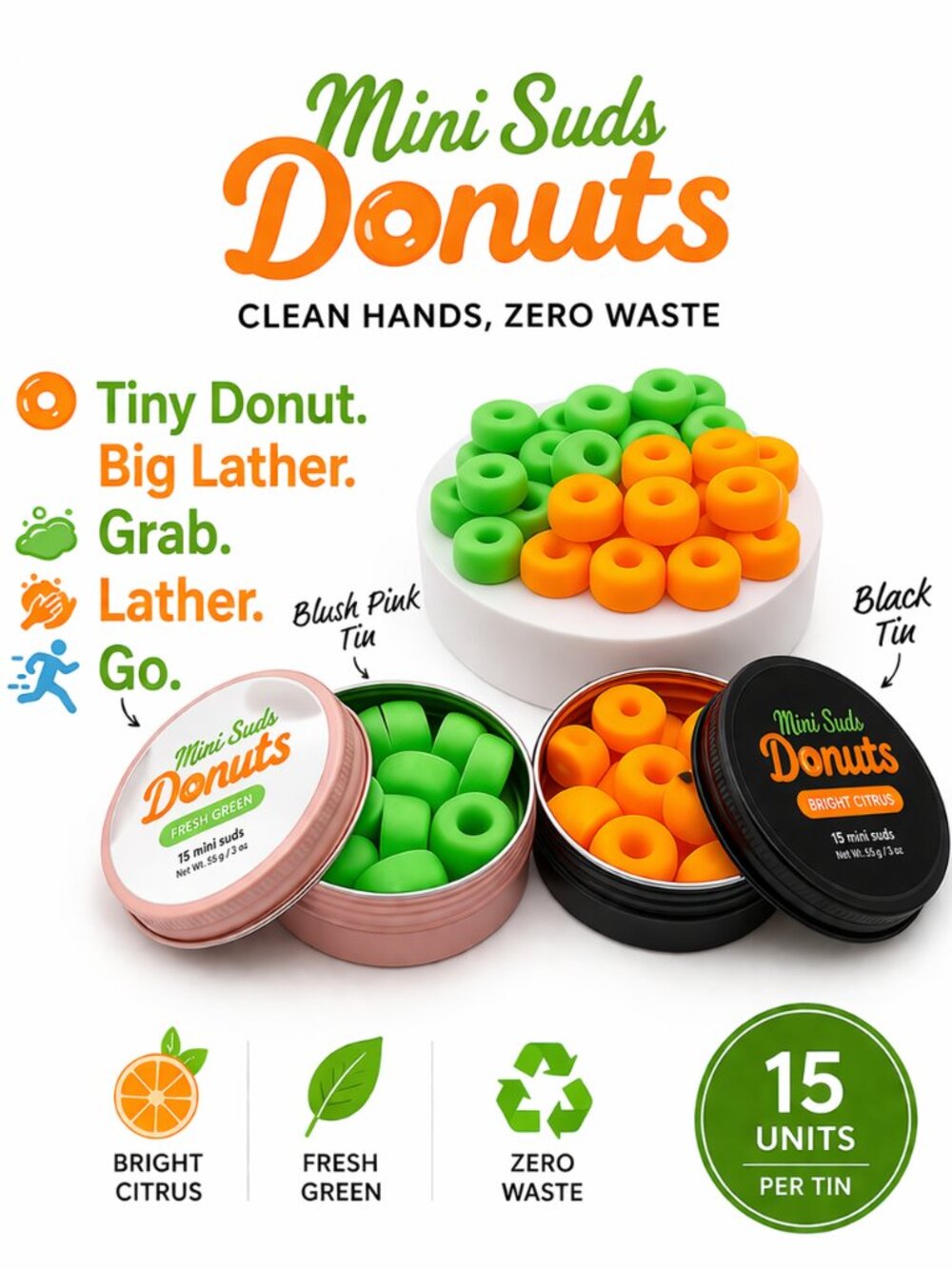Mini Suds Donuts — Clean Hands, Zero Waste